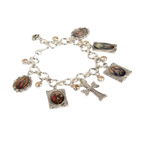 VIRGINS SAINTS & ANGELS VSA Retablo Framed Charm Bracelet Silver - Picture 1 of 9